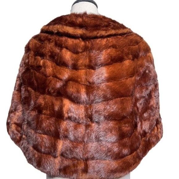 Rare Vintage Circa 1940-1950 Auburn Chestnut Mink Fur Wrap Cape Bridal Stole - Picture 8 of 11